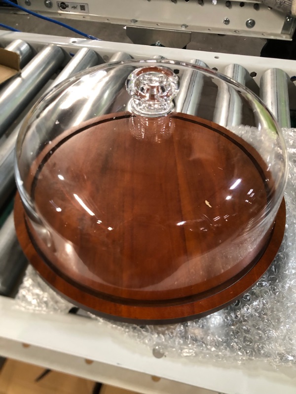 Photo 4 of *USED BUT LIKE NEW* Rotating Cake Stand with Dome,Wood Cake Stand with Turntable Base- Acrylic Lid