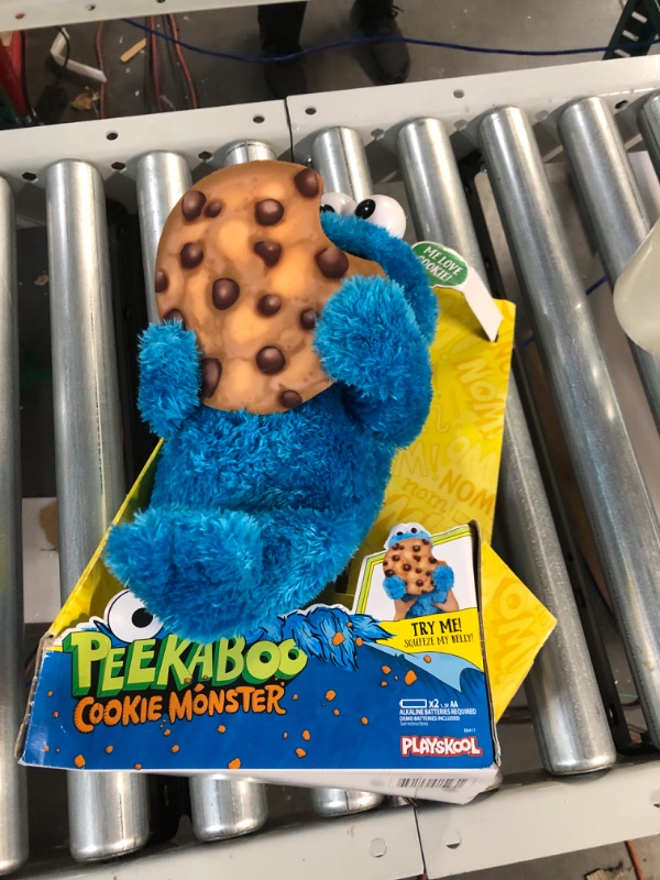 Photo 3 of Sesame Street Peekaboo Cookie Monster Talking 13-Inch Plush Toy for Toddlers, Kids 18 Months & Up, Blue