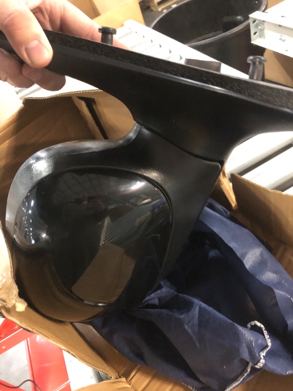 Photo 2 of Passenger Side Mirror for Ford F150, F250 LD Pick-Up, Black, w/PTM Cover, Foldaway, Manual (Will not fit on Crew Cab Models) Passenger Side (RH)