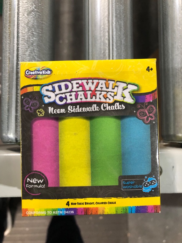 Photo 2 of Neon Sidewalk Chalk, 2 Packs of 4 pcs