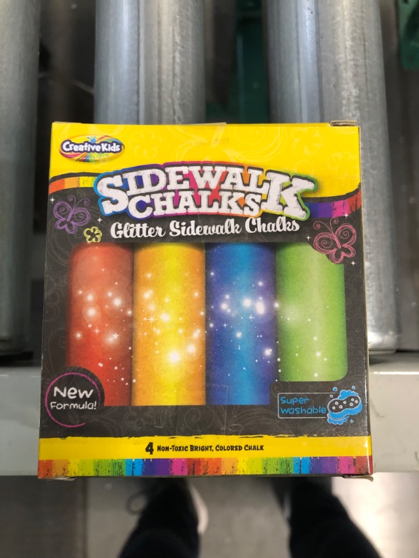 Photo 2 of Glitter Sidewalk Chalk, 2 Packs of 4 PCs