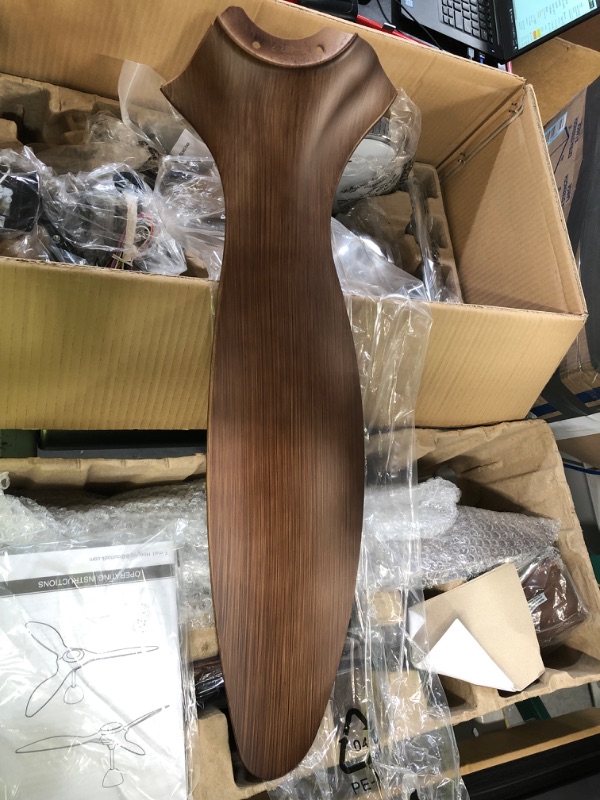 Photo 4 of ***SEE NOTES*** reiga 52-in Brown Modern Ceiling Fan with 3 Wood Grain Color Blades Dimmable LED Lights Remote Control Reversible ETL DC Motor