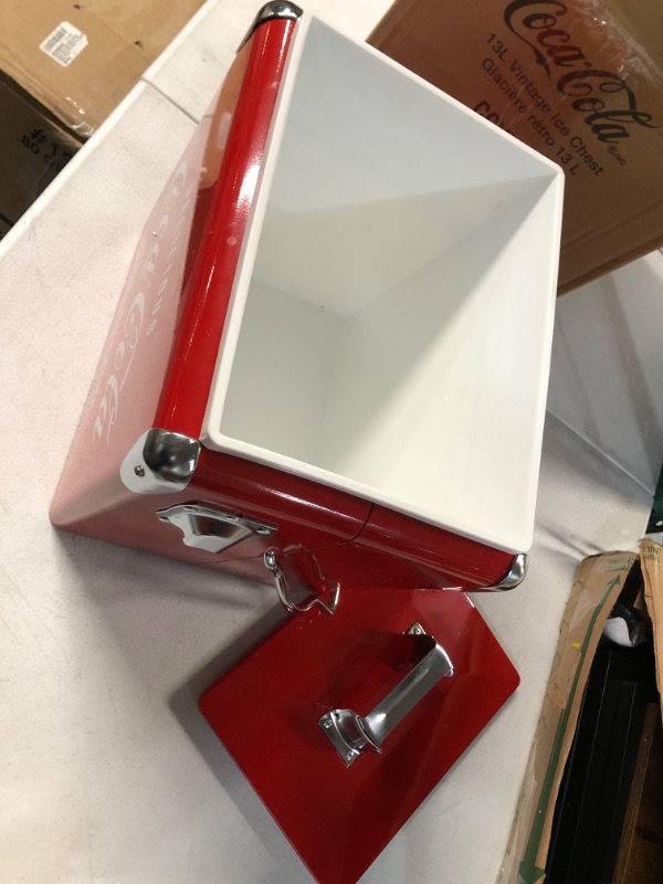 Photo 1 of Coca-Cola Retro Ice Chest Cooler with Bottle Opener 13L (14 qt), Red and Silver, Vintage Style