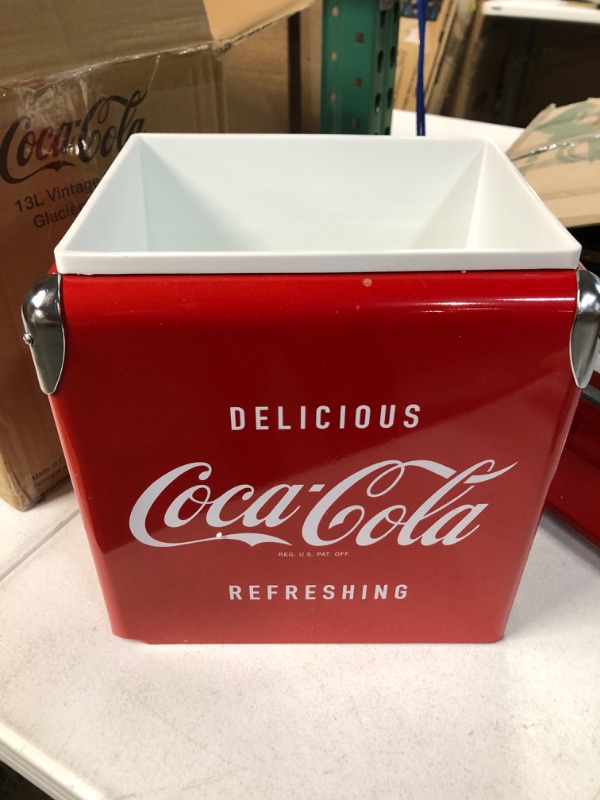 Photo 1 of Coca-Cola Retro Ice Chest Cooler with Bottle Opener 13L (14 qt), Red and Silver, Vintage Style
