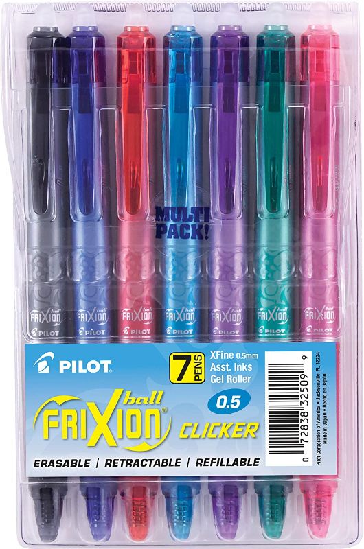 Photo 1 of PILOT FriXion Clicker Erasable, Refillable & Retractable Gel Ink Pens, Extra Fine Point, 7-Pack Pouch (32509)