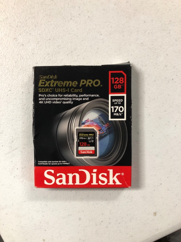 Photo 2 of SanDisk 128GB Extreme PRO SDXC UHS-I Card - C10, U3, V30, 4K UHD, SD Card - SDSDXXY-128G-GN4IN 128GB Card Only