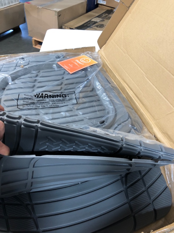 Photo 1 of Motor Trend 923-GR Gray FlexTough Contour Liners-Deep Dish Heavy Duty Rubber Floor Mats & Van-All Weather Protection Trim & Premium FlexTough All-Protection Cargo Liner Trunk Mat, Gray, 54" x 37"