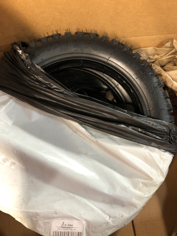 Photo 2 of (1 Set) 3.00-12 Dirt Bike Tire and Inner Tube Set - Universal Replacement 