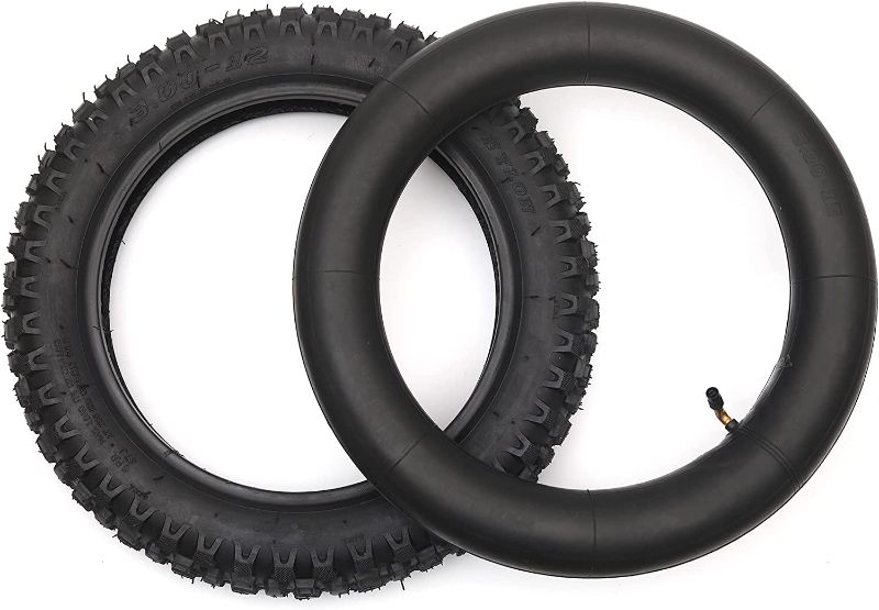 Photo 1 of (1 Set) 3.00-12 Dirt Bike Tire and Inner Tube Set - Universal Replacement 