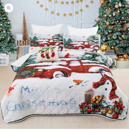 Photo 1 of WONGS BEDDING Christmas Tree And Elk Duvet Cover Set 80"x90"
