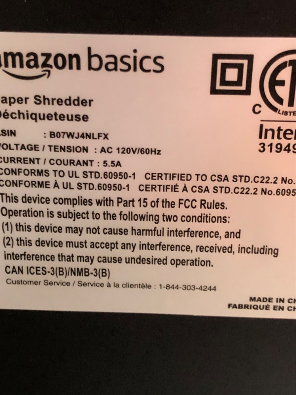 Photo 3 of Amazon Basics 24-Sheet Cross-Cut Paper, CD and Credit Card Home Office Shredder with Pullout Basket 24 Sheet Shredder