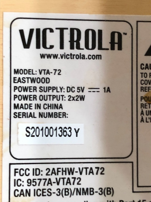 Photo 3 of **SEE NOTES**
Victrola Eastwood 3-Speed Bluetooth Turntable with Built-in Speakers and Dust Cover | Upgraded Turntable Audio Sound | Black (VTA-72-BAM) Bamboo