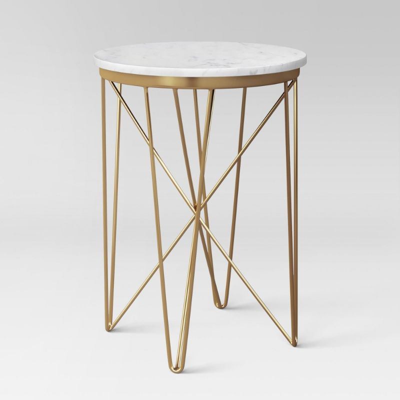 Photo 1 of *NEW* SEE COMMENTS!! Marble Top Round Table Gold - Project 62