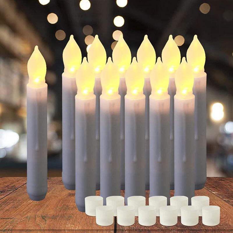 Photo 1 of *USED BUT LIKE NEW* Amagic 12PCS 6.5" White Flameless LED Taper Candles, Battery Operated