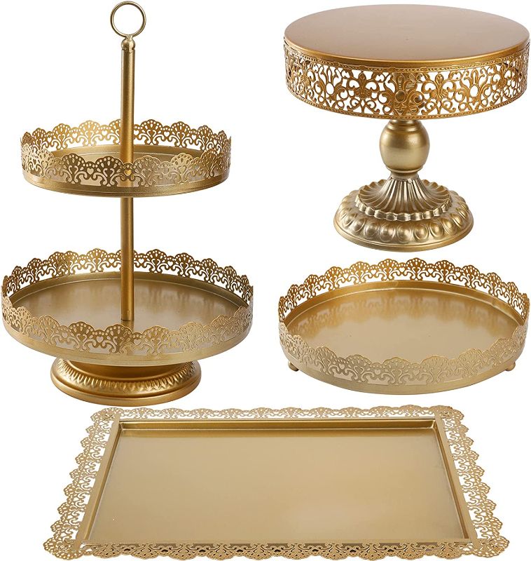 Photo 1 of *USED BUT LIKE NEW* Set of 4 Cake Stands, Metal Cupcake Holder Tiered Dessert Serving Tower Decor