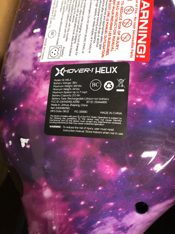 Photo 3 of ***PARTS ONLY*** Hover-1 Helix Electric Hoverboard - Galaxy