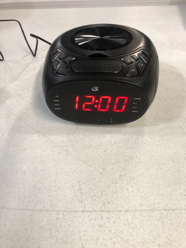 Photo 2 of **USED** GPX Dual Alarm CD Clock Radio, Top Load, FM, Black 