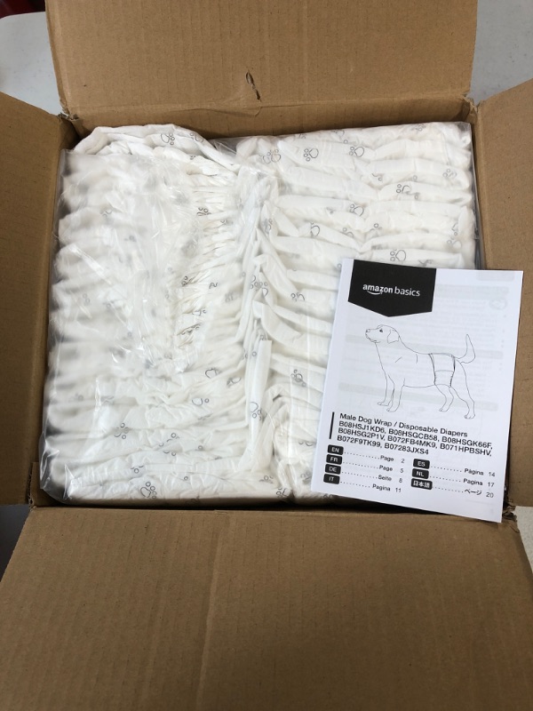 Photo 1 of Amazon Basics Male Dog Wrap, Disposable Diapers, Medium - Pack of 30 