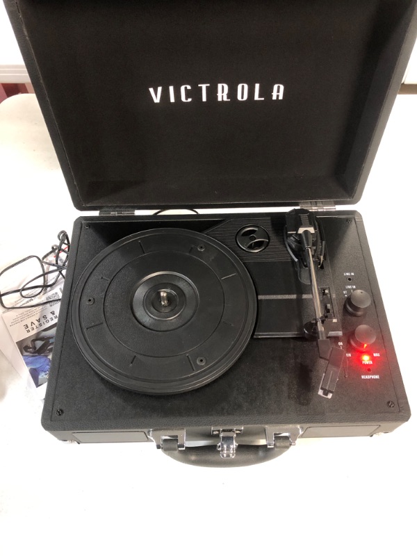 Photo 2 of Victrola Vintage 3-Speed  Portable Suitcase Record Player | Black