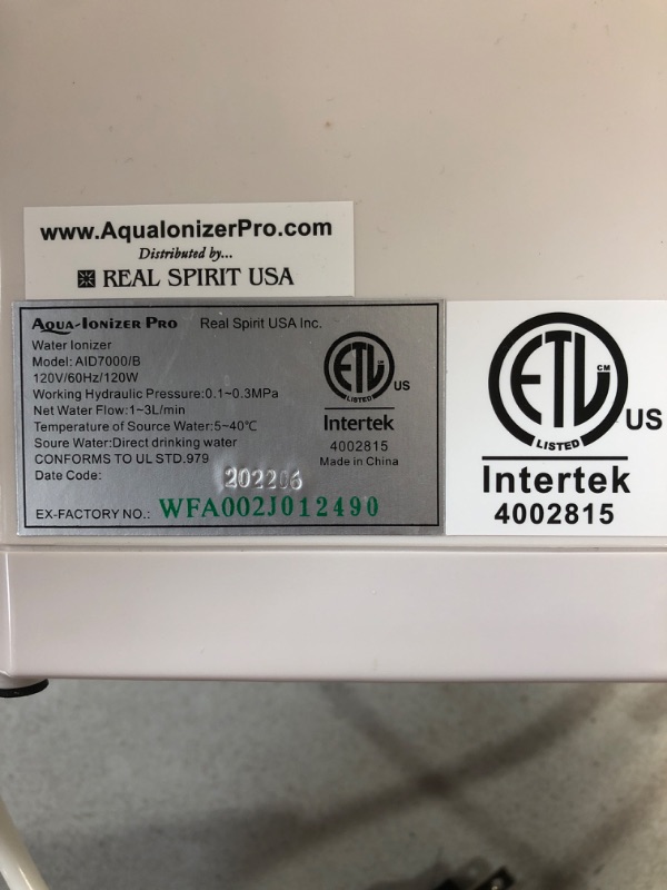 Photo 4 of Air Water Life Aqua-Ionizer Deluxe 7.0 Alkaline Water Ionizer and Alkaline Water Machine