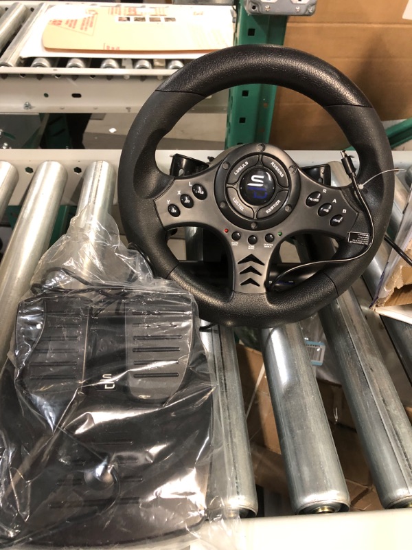 Photo 2 of -PACKAGING DAMAGED-Superdrive SV450 racing steering wheel with Pedals and Shifters