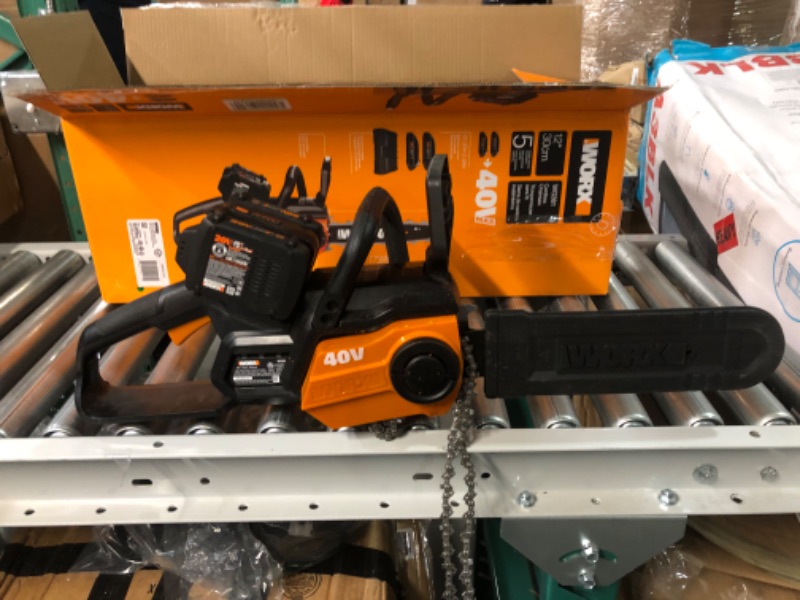 Photo 2 of -MISSING CHARGER/USED-WORX 40V 12" Cordless Chainsaw Power Share with Auto-Tension - WG381 (Batteries & Charger Included)