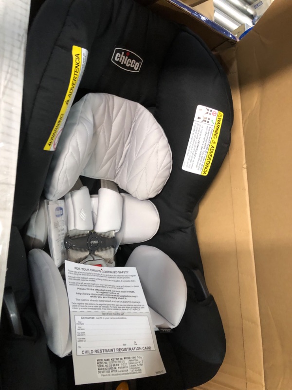 Photo 3 of Chicco KeyFit 30 ClearTex Infant Car Seat and Base, Rear-Facing Seat for Infants 4-30 lbs, Includes Infant Head and Body Support, Compatible with Chicco Strollers, Baby Travel Gear | Pewter/Grey Pewter KeyFit 30 with Cleartex Fabric