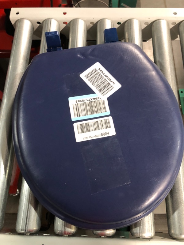 Photo 2 of -USED-Soft Standard Vinyl Toilet Seat, Navy - 17 Inch Soft Vinyl Cover with Comfort Foam Cushioning 