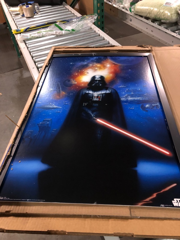 Photo 2 of -DAMAGED FRAME(see pictures)-Trends International Star Wars: Saga - Vader in Space Wall Poster, 22.375" x 34", Black Framed Version 22.375" x 34" Black Framed Version