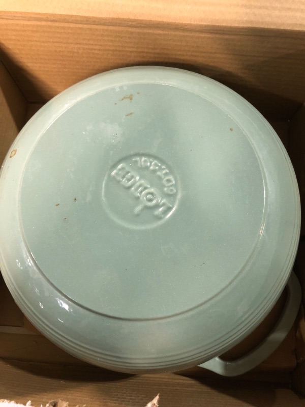 Photo 2 of -MISSINNG LID/DMAGED/USED(SEE PICTURES)-Lodge EC6D50 Cast Iron Enameled Dutch Oven, 6 Qt, Desert Sage Desert Sage 6 Quart Dutch Oven