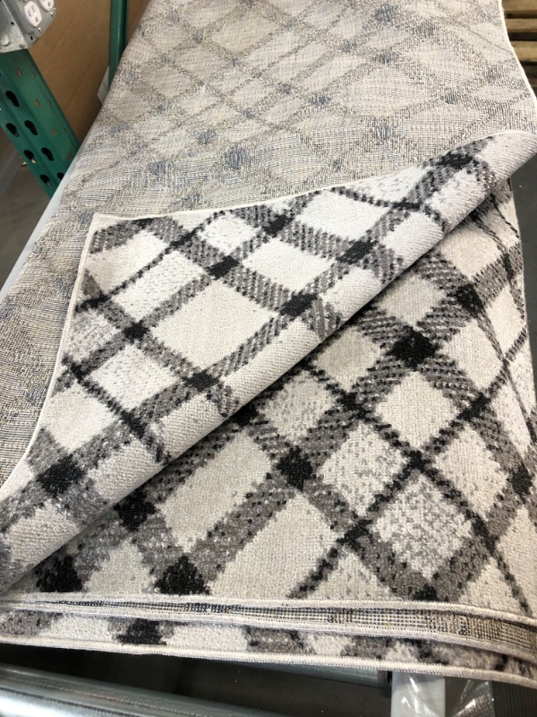 Photo 2 of -USED-nuLOOM Linda Machine Washable Plaid Runner Rug, 2' 6" x 8', Grey 2' 6" x 8' Grey