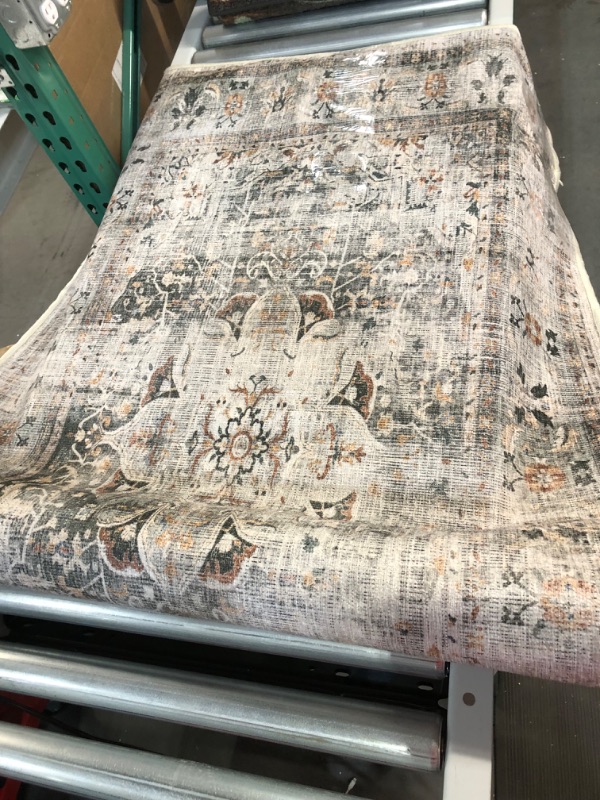 Photo 2 of -USED-RUGGABLE Sarrah Washable Rug - Perfect Vintage Area Rug for Living Room Bedroom Kitchen - Pet & Child Friendly - Stain & Water Resistant - Sage 3'x5' (Classic Pad) 3'x5' (Classic Pad) Sage