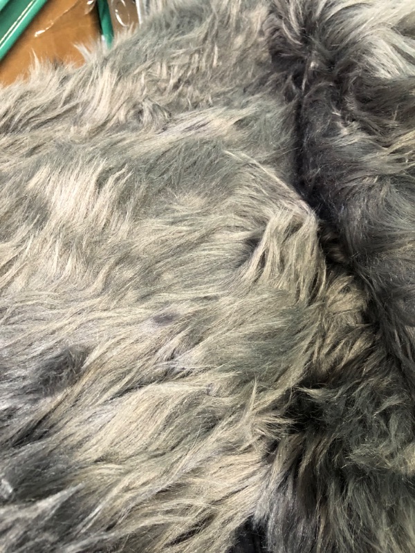 Photo 2 of [USED] Latepis Dark Grey Fur Rug 8x10