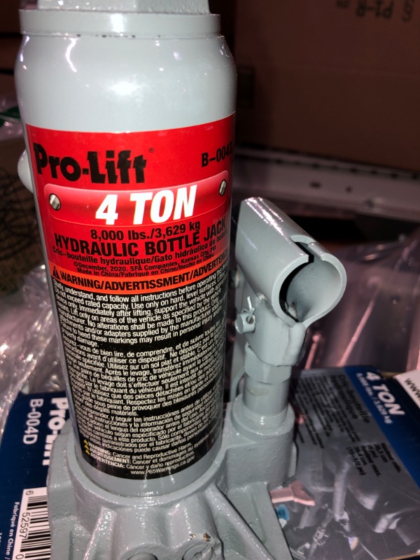 Photo 2 of Pro-Lift B-004D Grey Hydraulic Bottle Jack - 4 Ton Capacity