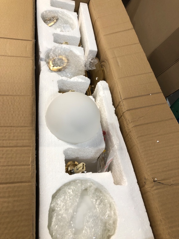 Photo 2 of **Bathroom Light Fixtures, 4-Light Gold Vanity Light with White Frosted Glass Light Shade, L 26.5" x W 6.5" x H 8.5"