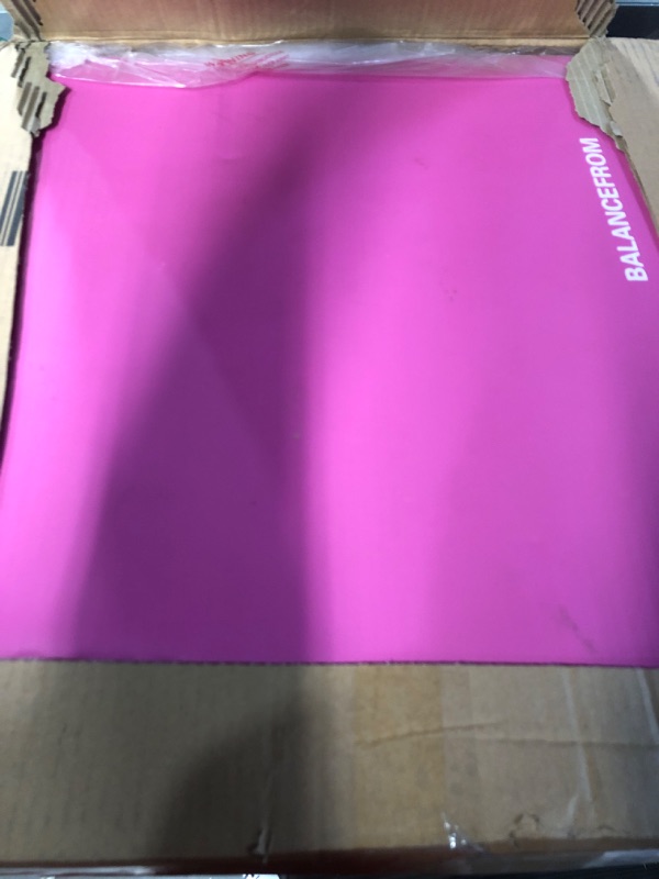 Photo 2 of BalanceFrom 1.5" Thick Three Fold Folding Exercise Mat with Carrying Handles for MMA, Gymnastics and Home Gym Pink Easy-Open Package