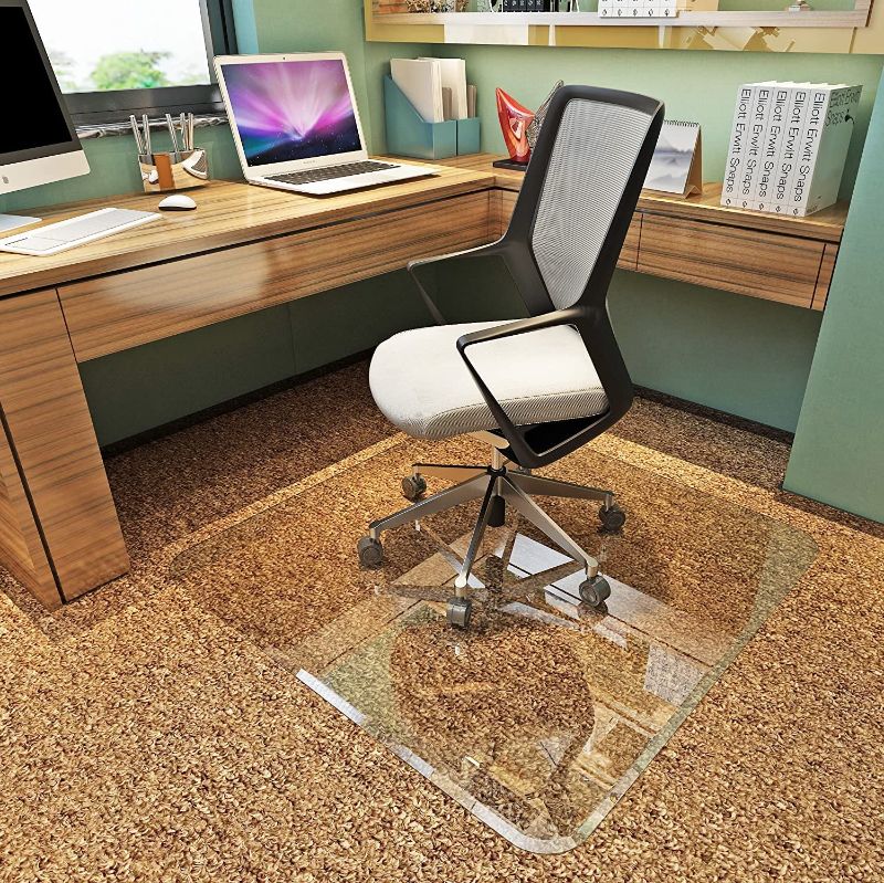 Photo 1 of *SEE NOTES* Clearly Innovative Glass Chair Mat 36 by 46 Inch with Exclusive Beveled Edge | Quarter Inch Thick with Roll Off Edge 36 x 46