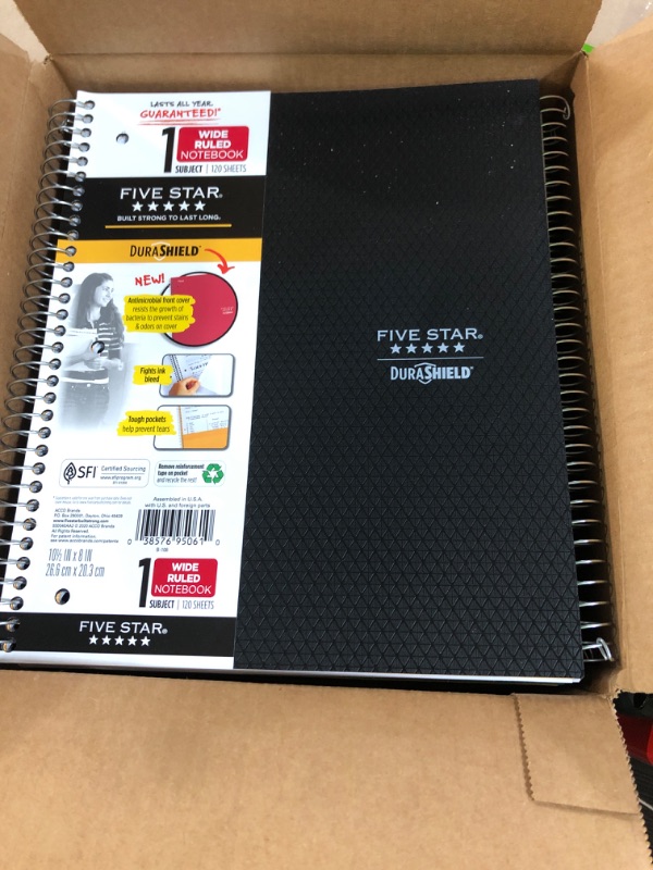 Photo 2 of 11ct Spiral Notebook 1 Subject College Ruled Anti-Microbial Five Star 11ct