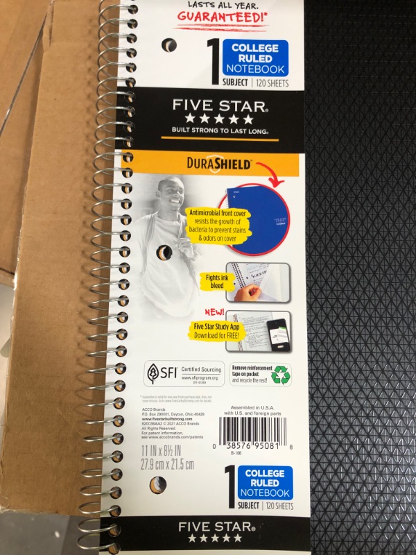 Photo 3 of 
12CT Five Star DuraShield Notebooks with Antimicrobial Front Covers
