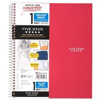 Photo 1 of 12 CT Five Star 1 Subject College Ruled Spiral Notebook (Colors May Vary)