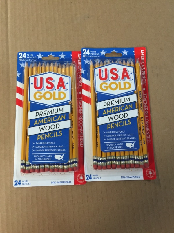 Photo 2 of THE WRITE DUDES U.S.A. Gold Pencils 24 Count, Gold Natural Wood