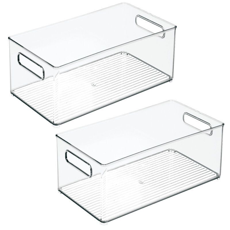 Photo 1 of 2 Pack Clear Stackable Refrigerator Organizer Bins, 9 x 7 x 4.5 in - 1.5 Gallon
