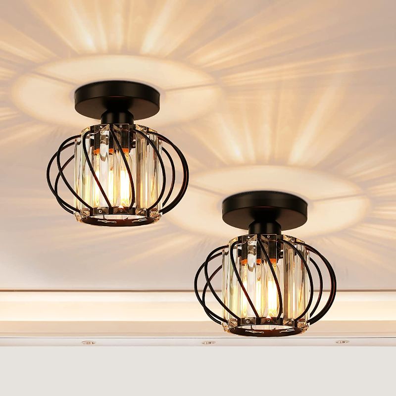 Photo 2 of 
FRIDEKO HOME 2-Pack Semi Flush Mount Ceiling Light - Small Crystal Chandelier