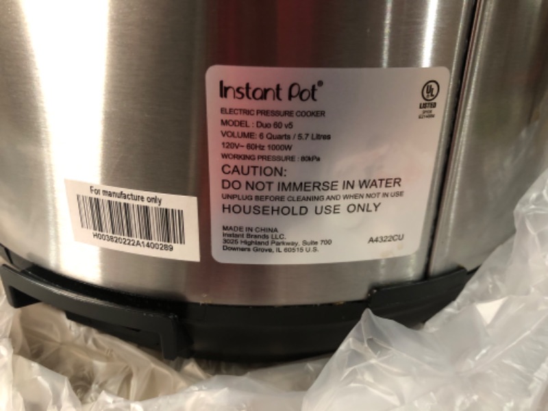 Photo 3 of **USED** Instant Pot Duo 7-in-1 Electric Pressure Cooker, Stainless Steel, 6 Quart