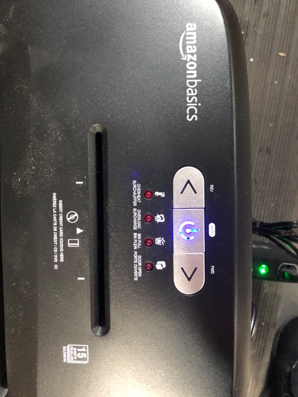Photo 1 of Amazon Basics 15-Sheet Cross Cut Paper Shredder and Credit Card CD Shredder with 6 Gallon Bin