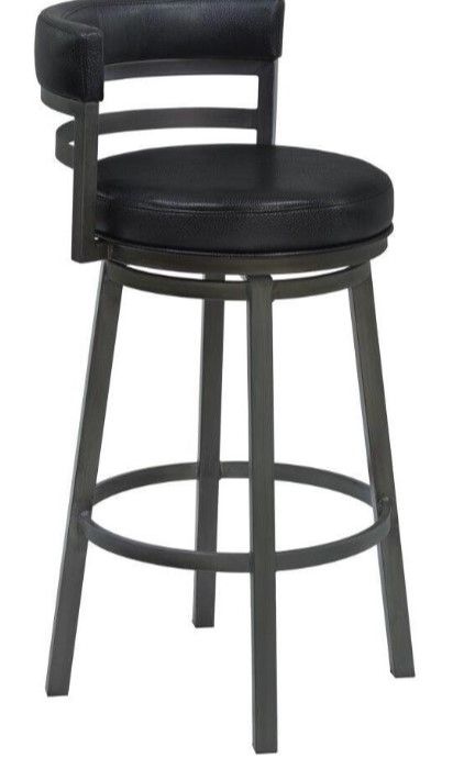 Photo 1 of **USED*** ONE STOOL ONLY** Madrid 30 Inch Bar Height Swivel Ford Black Faux Leather And Mineral Finish Bar Stool