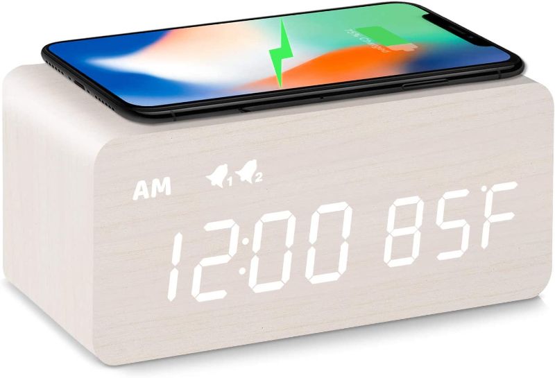 Photo 1 of BRAND NEW MOSITO Digital Wooden Alarm Clock with Wireless Charging BAMBOO 