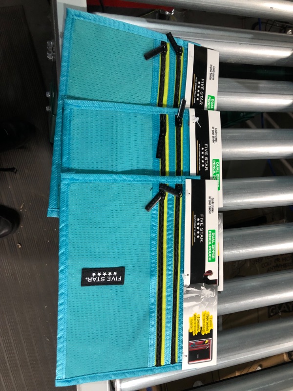 Photo 2 of Five Star Dual Zipper Pencil Pouch - Teal (3 Pack)