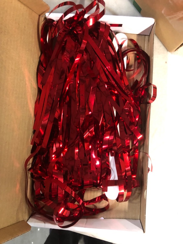 Photo 2 of LOLStar Christmas Foil Fringe Curtains Christmas Party Decoration 3.2 X 6.6 ft Red Tinsel 