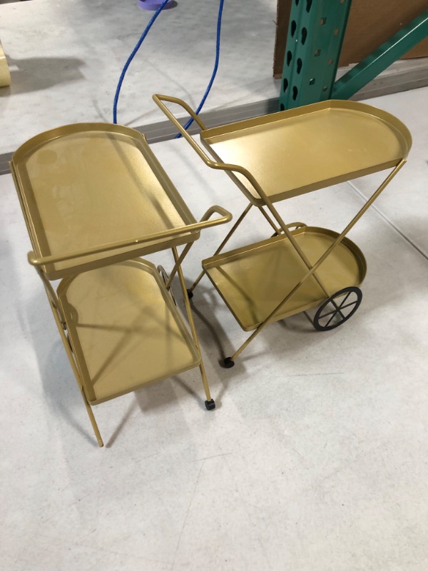 Photo 4 of [2x] Gold 2-Tier Mini Coffee Bar Cart